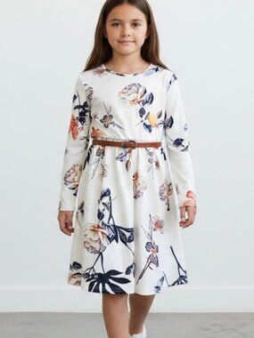 Angashion Dress Girl’s Size LARGE Casual Floral A-Line Swing Skater Dress